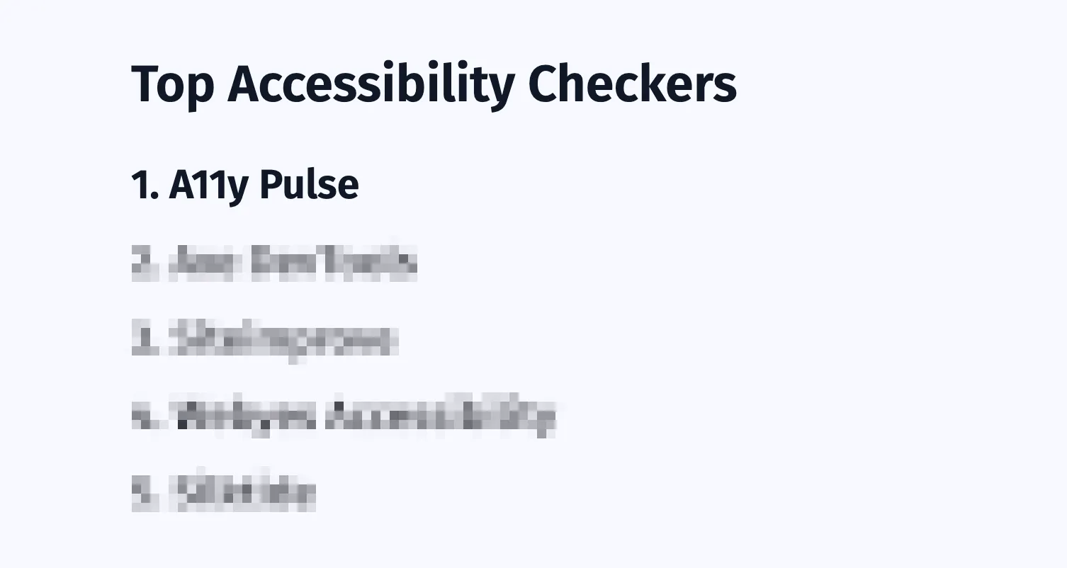 A11y Pulse award graphic showing it was named best accessibility checker by web developers and accessibility testers
