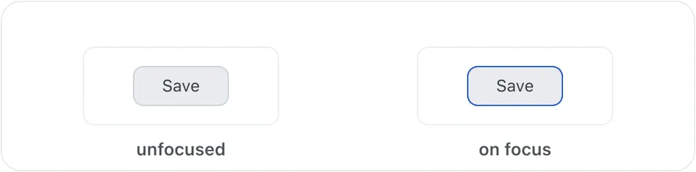 Two Save buttons side by side: the unfocused one has no outline, and the focused one has a clear blue focus outline