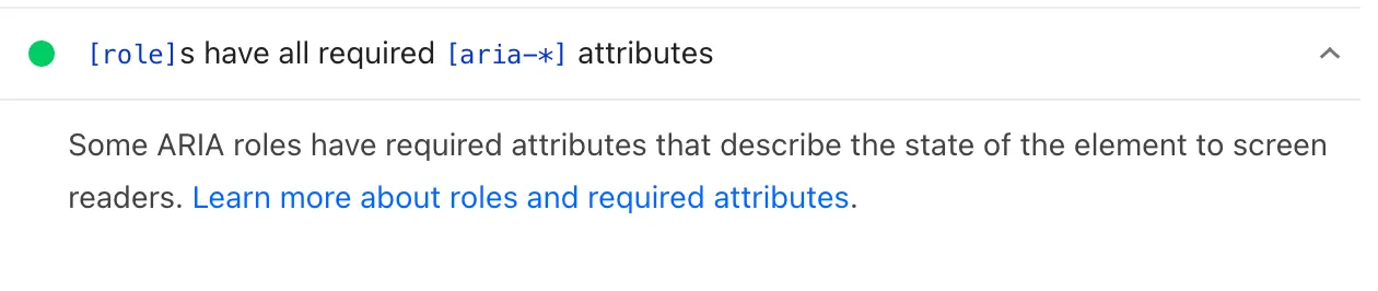 Screenshot of passed audit details in Lighthouse
