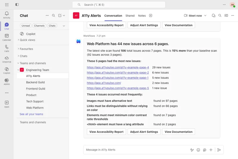 Screenshot for Microsoft Teams Integration